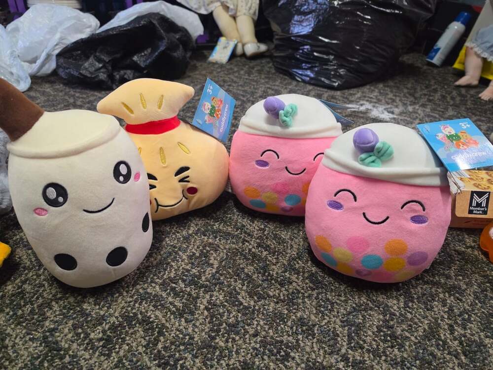 4 Cuddlycrew Boba Tea Plush Pink Smiling Face 8 Inch